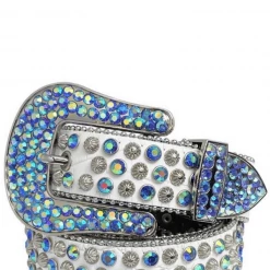 Shop All Karma Belt - Alligator - White With Saphire And AB Stones - Style 13