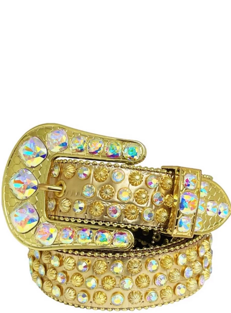 Shop All Karma Belt - Alligator - Gold With AB Chameleon Crystals - Style 4 1 Shop All Karma Belt - Alligator - Gold With AB Chameleon Crystals - Style 4