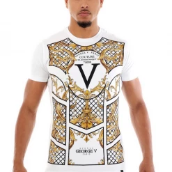 George V T-Shirt - Baroque - White-Gold - GV-2395