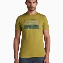 Shop All G-Star T-Shirt - Color Block - Gold Olive - D20714