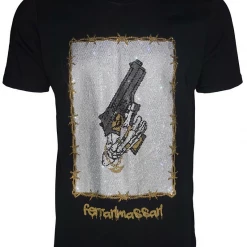 Ferrari Massari T-Shirt - Skeleton Strapped - Black And Gold