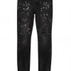 Purple-Brand Jeans - Paint - Black And Pink - P001