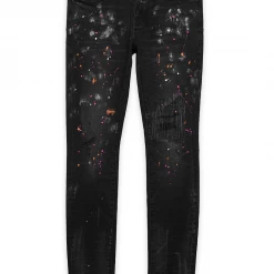 Purple-Brand Jeans - Paint - Black And Pink - P001