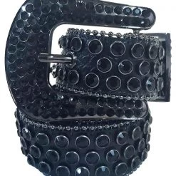Rawyalty Belt - Stones - Black Leather With Black Stones