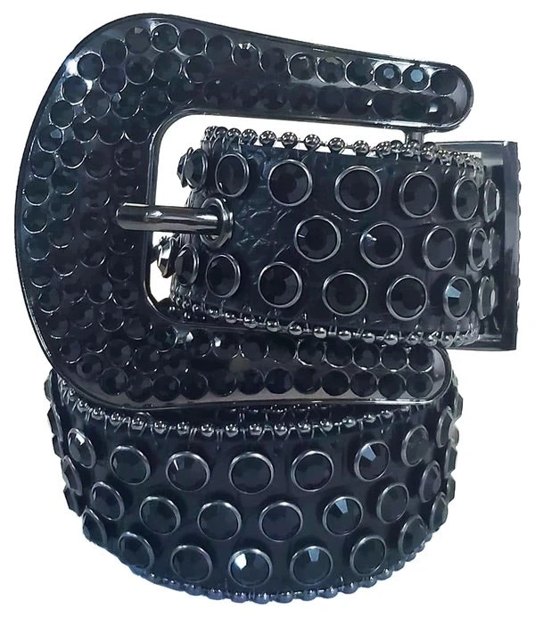 Rawyalty Belt - Stones - Black Leather With Black Stones 1 Rawyalty Belt - Stones - Black Leather With Black Stones