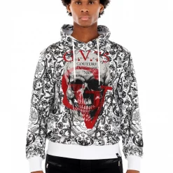 Shop All George V Hoodie - Skull - White And Red - GV2320