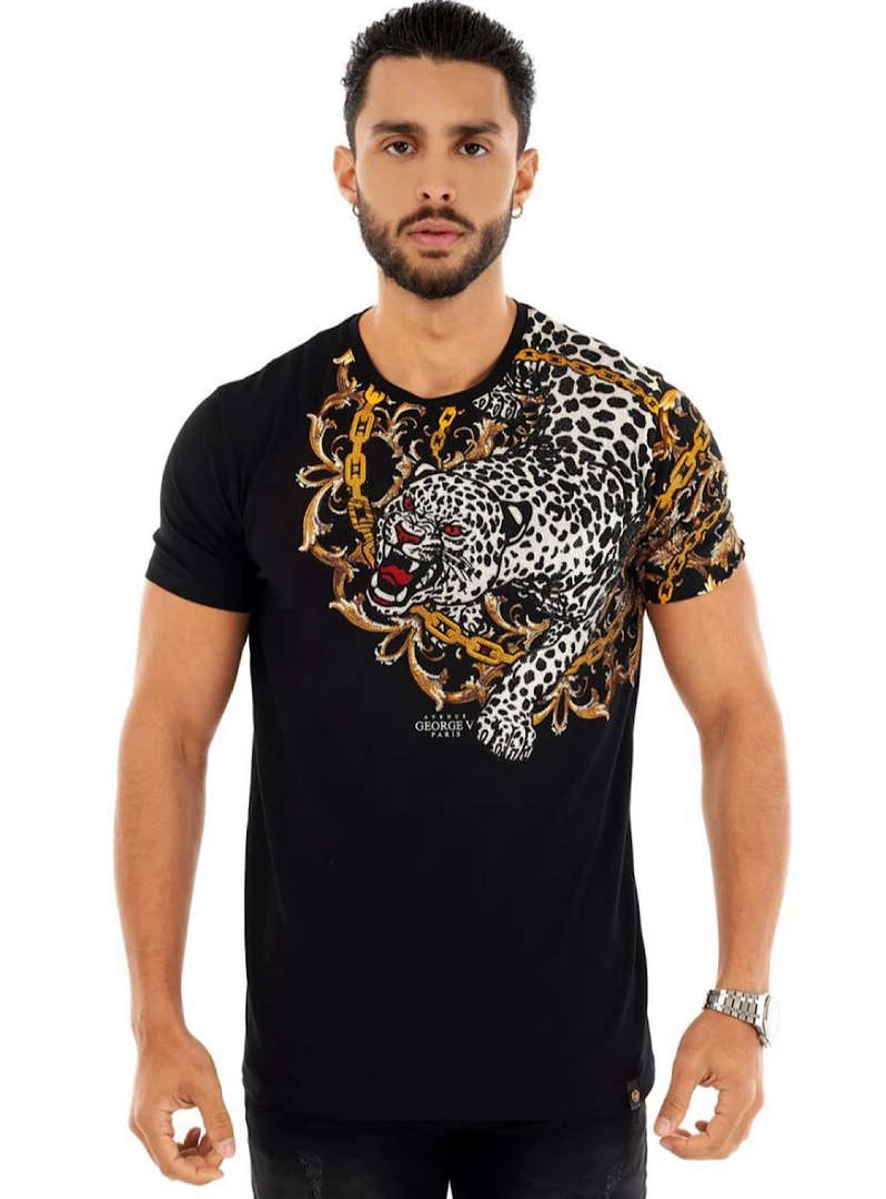Shop All George V T-Shirt - Chain Cheetah - Black - GV-2350 1 Shop All George V T-Shirt - Chain Cheetah - Black - GV-2350