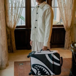 Shop All Sprayground Bag - V.V.I.P Soft Luggage - Brown And White - CL105