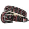 DNA Belt - Stones - Black Leather With Red And Black Stones