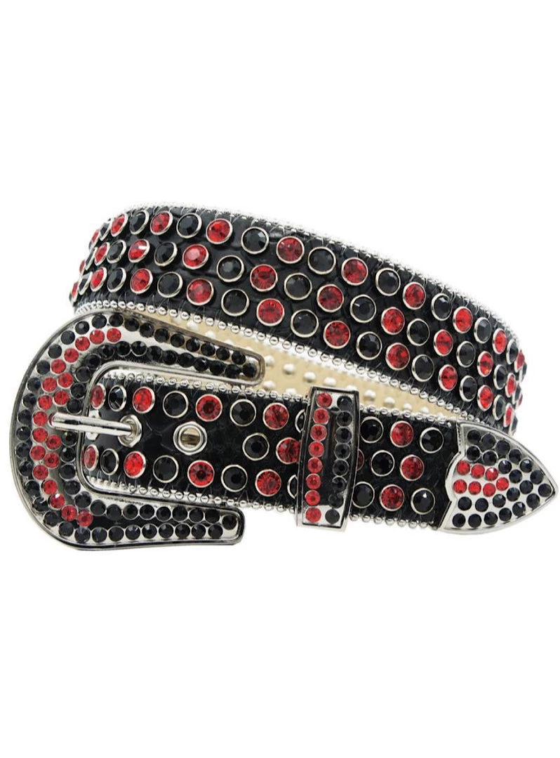 DNA Belt - Stones - Black Leather With Red And Black Stones 1 DNA Belt - Stones - Black Leather With Red And Black Stones