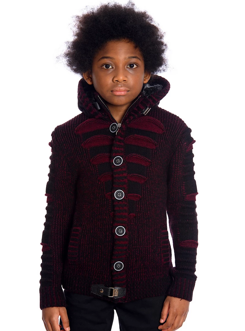 LCR Kids Sweater - Knit - Black And Burgundy - K-5605 1 LCR Kids Sweater - Knit - Black And Burgundy - K-5605