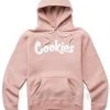 Cookies Hoodie - Original Mint Fleece - Dusty Rose And White