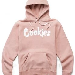 Cookies Hoodie - Original Mint Fleece - Dusty Rose And White
