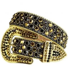 Milano Belt - Stones And Studs - Shiny Black And Gold Shop All