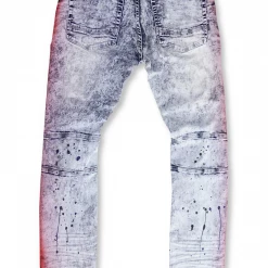 Makobi Jeans - Spray Paint - Light Wash With Red - M1938 Shop All