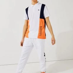 Shop All Lacoste T-Shirt - Graphic Polo - White With Navy And Orange - DH0840