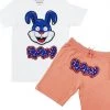 Rawyalty Short Set - Raw USA Bunny - Peach And White