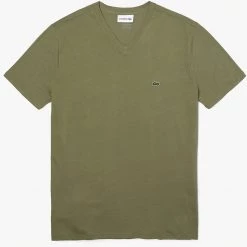 Lacoste T-Shirt - V-Neck Pima Cotton Jersey - Khaki Green-316 - TH6710
