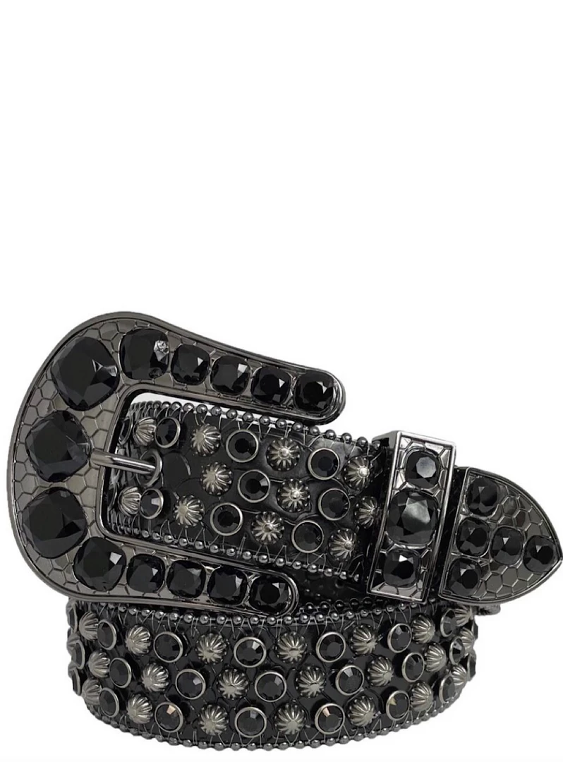 Karma Belt - Alligator - Black With Black Stones - Style 7 1 Karma Belt - Alligator - Black With Black Stones - Style 7