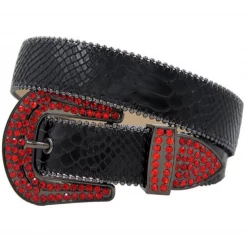 DNA Belt - Plain Snakeskin - Black And Red
