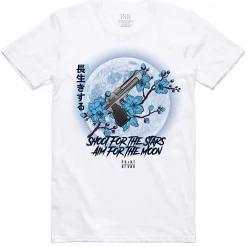 Point Blank T-Shirt - Aim For The Moon - White And Blue Shop All