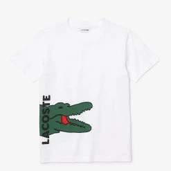 Lacoste Kids T-Shirt - Big Green Croc - White - TJ6847 Shop All