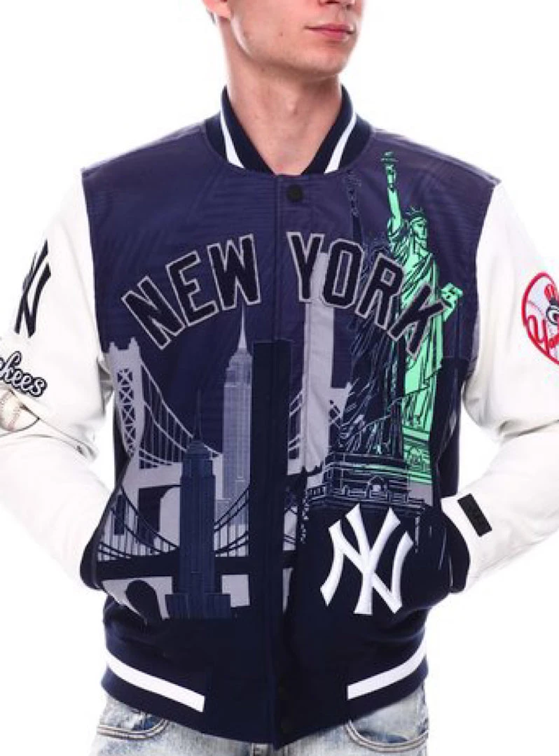 Pro Standard Jacket - New York Yankees - Navy And White - LNY632067 1 Pro Standard Jacket - New York Yankees - Navy And White - LNY632067