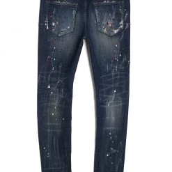 Purple-Brand Jeans - Stitches And Paint - Dark Blue And Multi - P001
