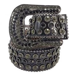 Rawyalty Belt - Stones - Black Leather With Black And Silver Stones Shop All