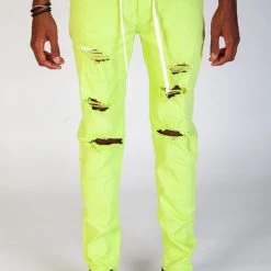 KDNK Jeans - Destroyed - Lime - KNB3155