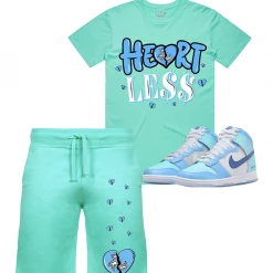 Pg Apparel Short Set - Heartless - Mint And Royal Blue New Arrivals