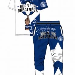 Retro Label Jogger Set - 1'S Ko Storm Blue Greatness - Black And Orange Shop All