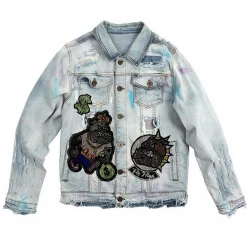 Shop All Majestik Denim Jacket - Stones And Patches - Ice Blue - DJ2131