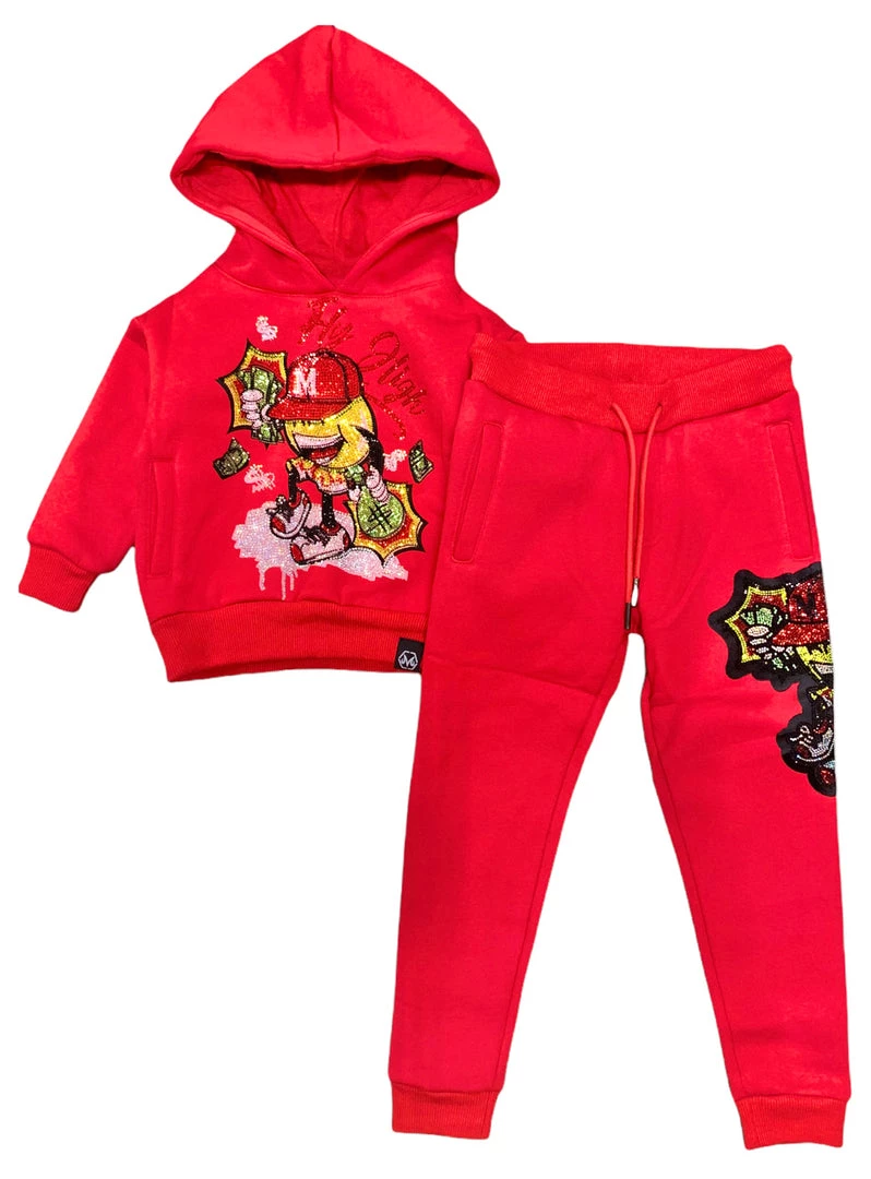 Majestik Kids Jogger Set - Money Bags - Red - KD2125 Shop All 1 Majestik Kids Jogger Set - Money Bags - Red - KD2125 Shop All