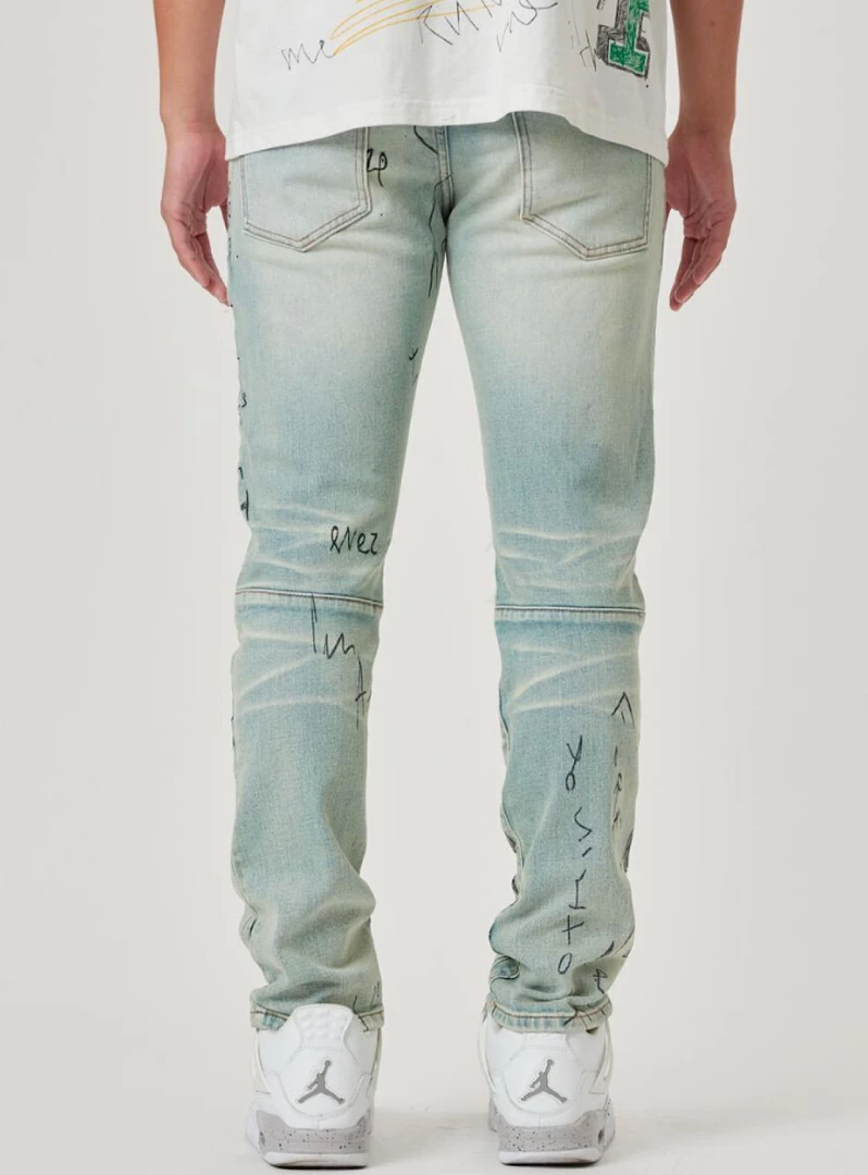First Row Jeans - Graffiti - Light Sand Tint - FRD2211 2 First Row Jeans - Graffiti - Light Sand Tint - FRD2211
