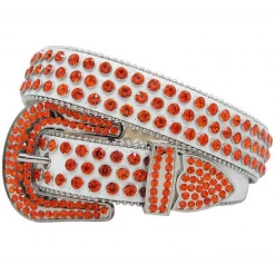 Milano Belt - Stones And Studs - White And Orange Shop All