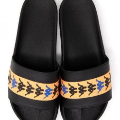 Kappa Slides - 222 Banda Adam 15 - Black With Peach And Blue - 35161SW
