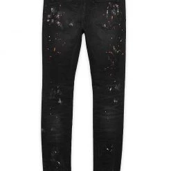 Purple-Brand Jeans - Paint - Black And Pink - P001