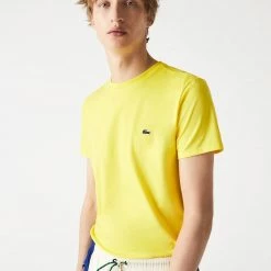 Lacoste T-Shirt - Crewneck Pima Cotton Jersey - Yellow-HLL - TH6709 Shop All