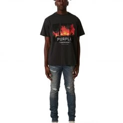 Purple-Brand Jeans - Frayed Blowouts - Mid Indigo - P001-MIFB222