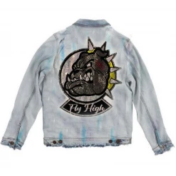 Shop All Majestik Denim Jacket - Stones And Patches - Ice Blue - DJ2131