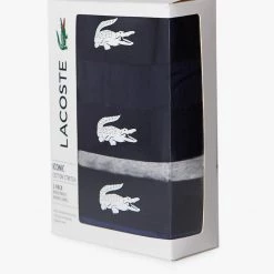 Shop All Lacoste Underwear - Iconic Stretch Briefs 3-Pack - Navy Blue And Grey Stripe - 6H9844-51 BCK