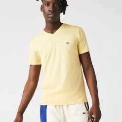 Lacoste T-Shirt - V-Neck Pima Cotton Jersey - Yellow-6XP - TH6710 Shop All