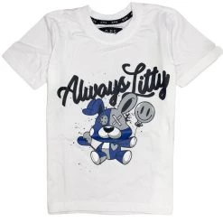 Ops Kids T-Shirt - Always Litty - White And Royal - OPS502K Shop All