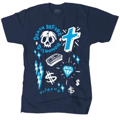 Outrank T-Shirt - Death Before Dishonor - Navy - QS376