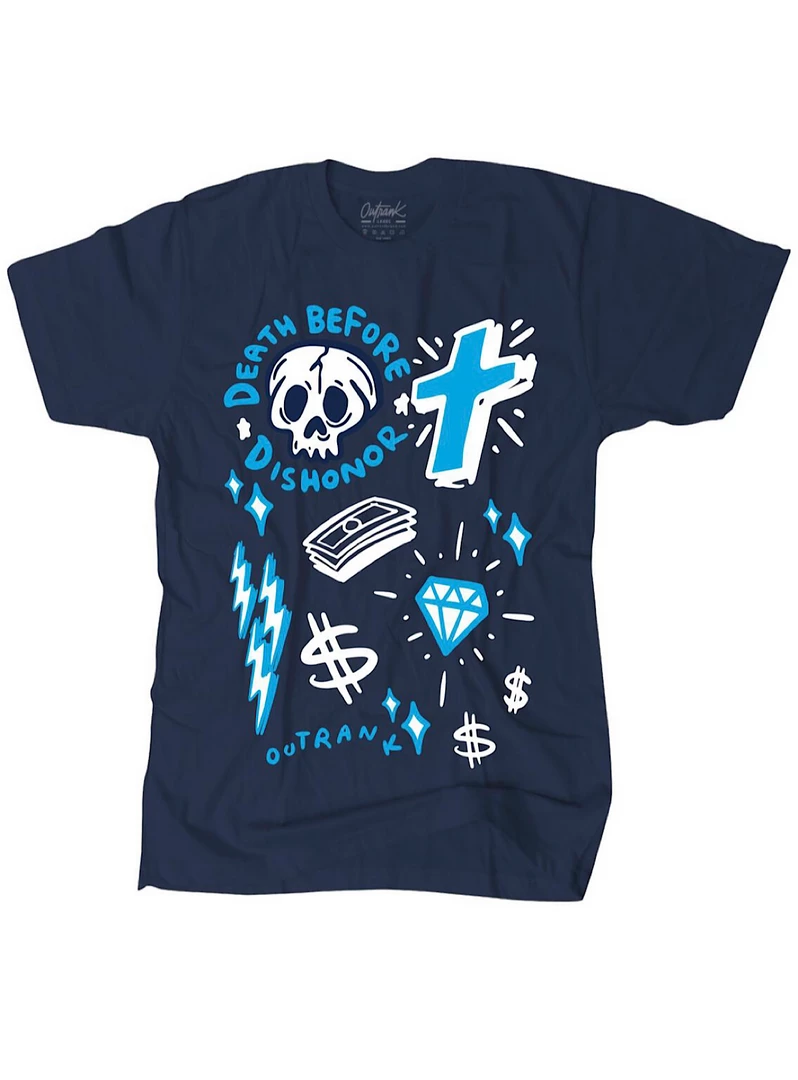 Outrank T-Shirt - Death Before Dishonor - Navy - QS376 1 Outrank T-Shirt - Death Before Dishonor - Navy - QS376