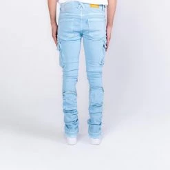 Pheelings Jeans - Never Look Back Cargo Flare Stacked - Sky Blue - PH-SS22-78