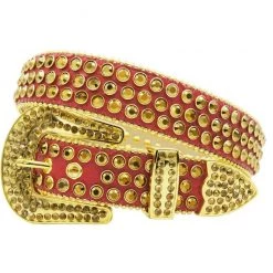 DNA Belt - Stones - Red Leather With Gold Stones Shop All
