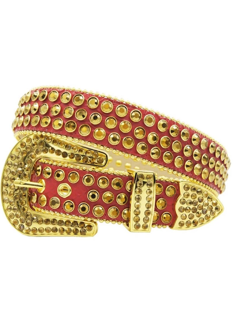 DNA Belt - Stones - Red Leather With Gold Stones Shop All 1 DNA Belt - Stones - Red Leather With Gold Stones Shop All