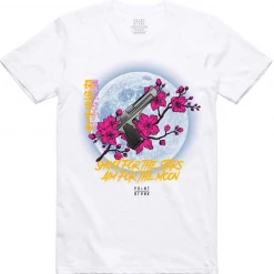Point Blank T-Shirt - Aim For The Moon - White And Pink Shop All